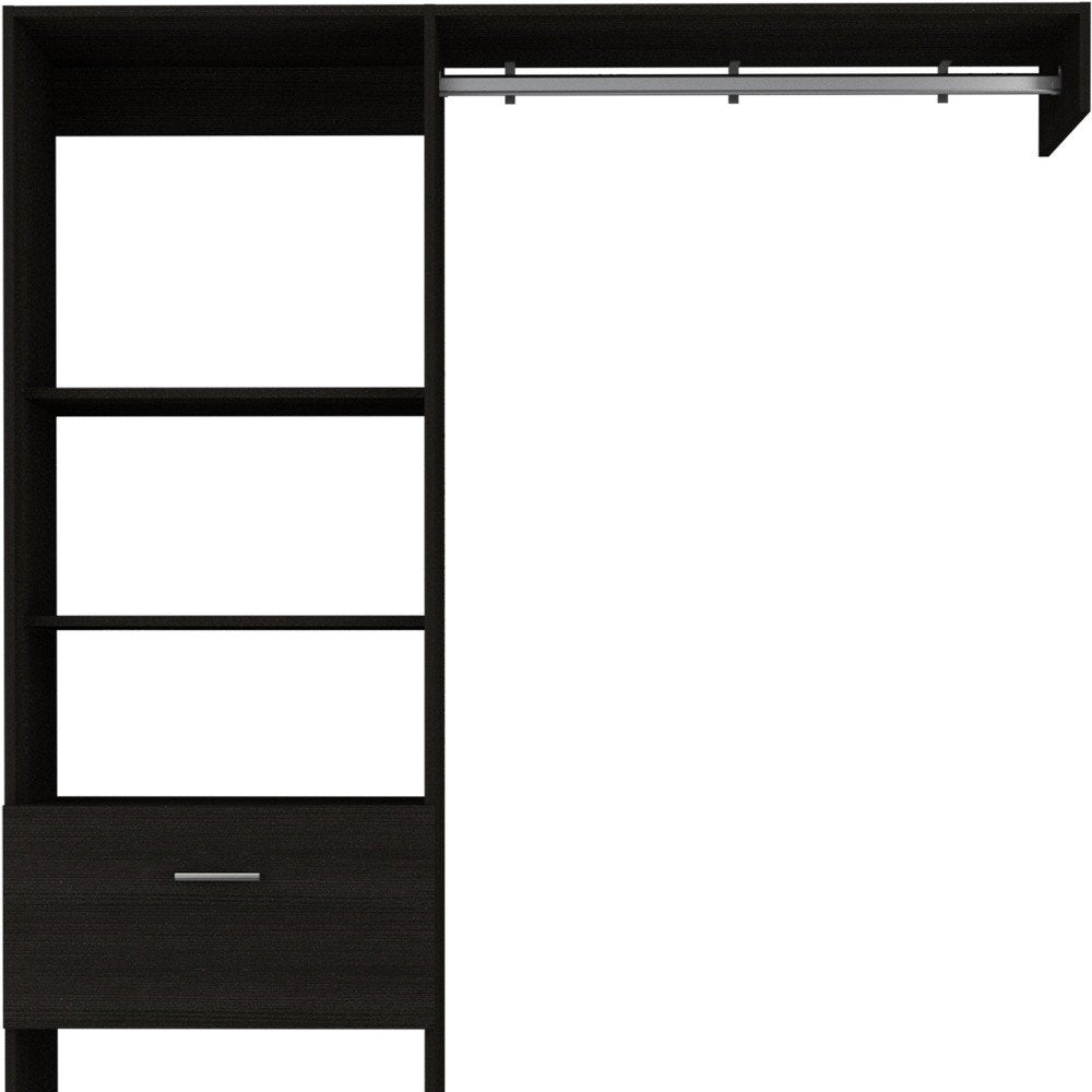 59" Black Wood And Metal Closet System