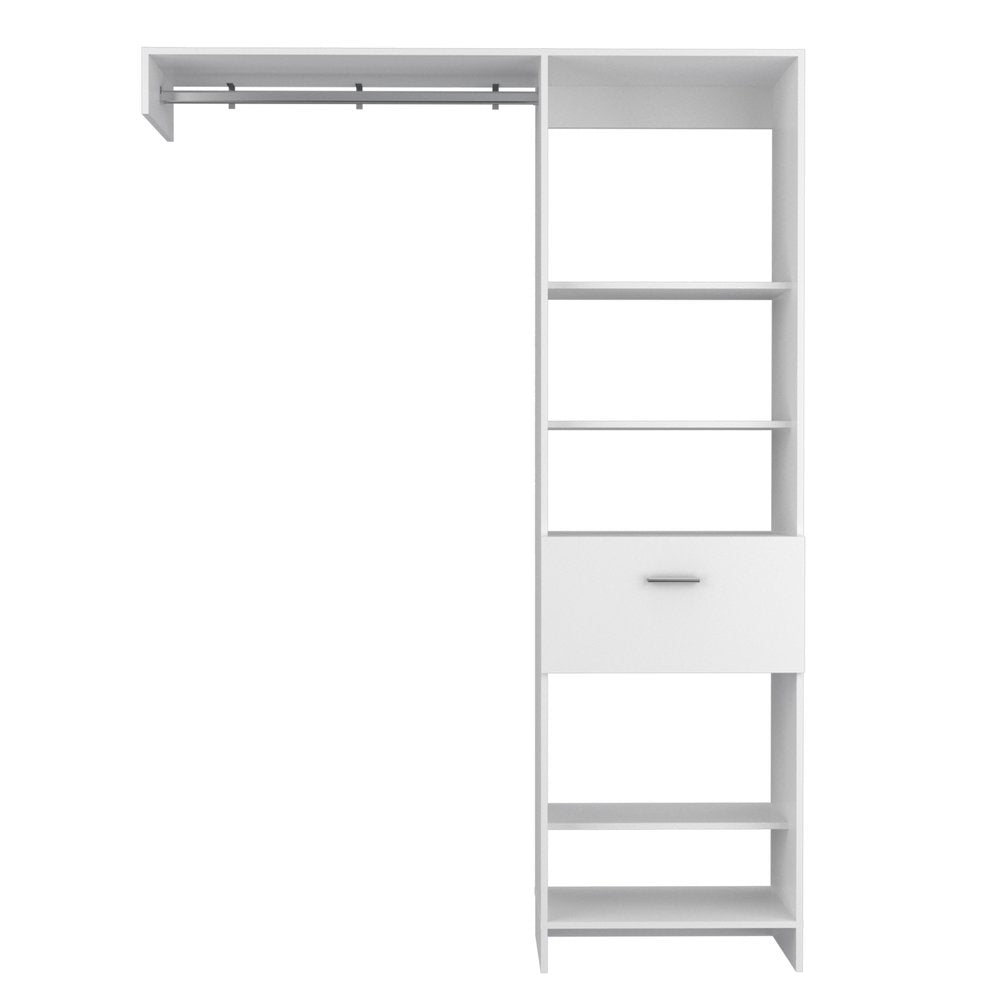 60" White Wood And Metal Closet System