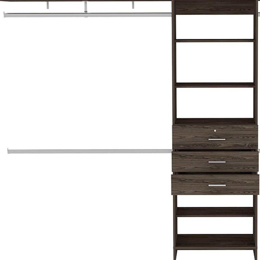 118" Dark Brown Wood Closet System