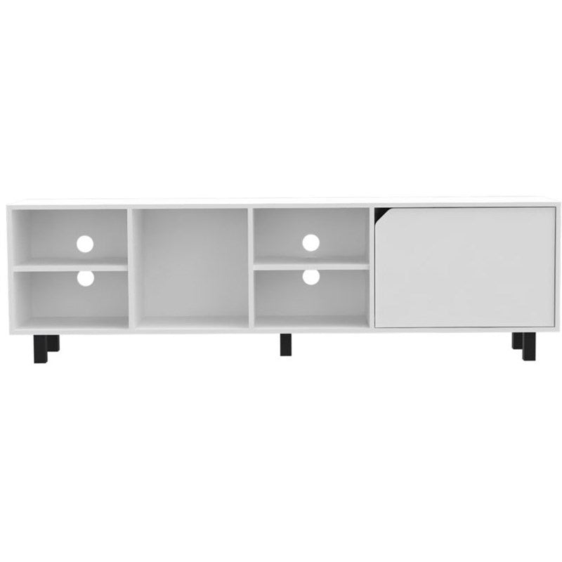 71" White Particle Board Open Shelving TV Stand