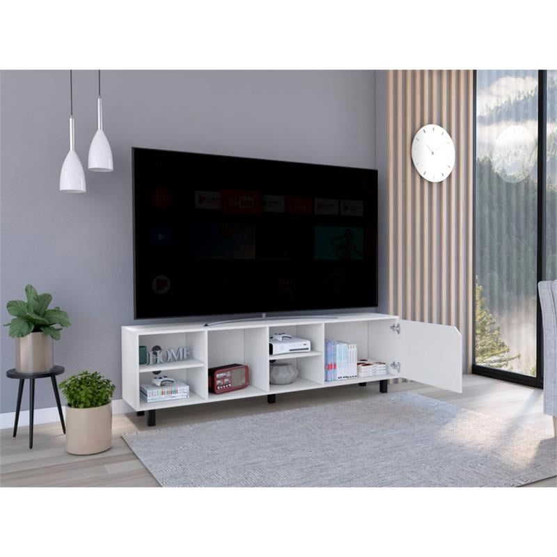 71" White Particle Board Open Shelving TV Stand