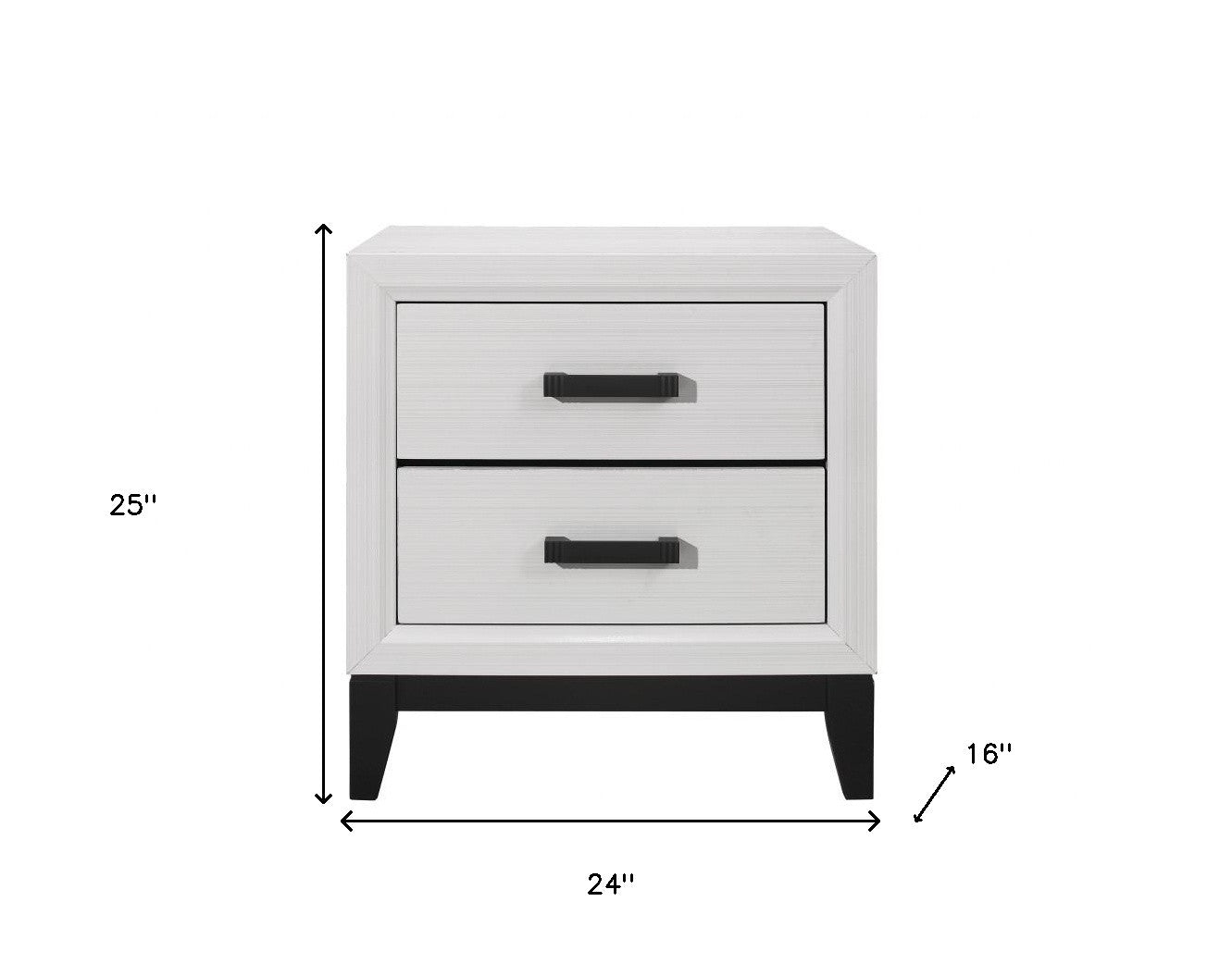 25" White Two Drawer Nightstand