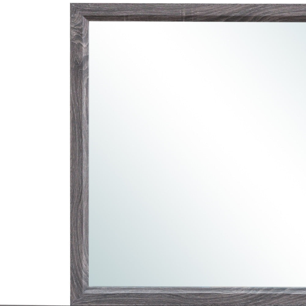35" Dark Gray Wood Framed Accent Mirror