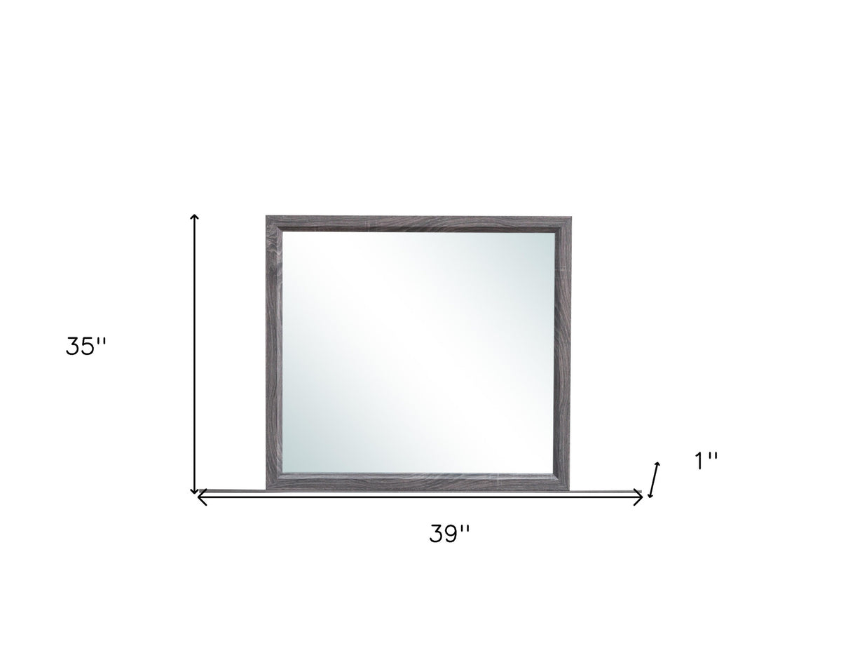 35" Dark Gray Wood Framed Accent Mirror