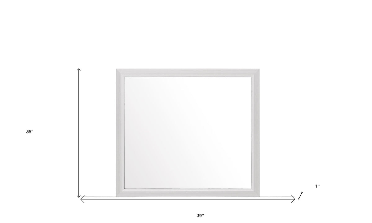 35" White Framed Dresser Mirror