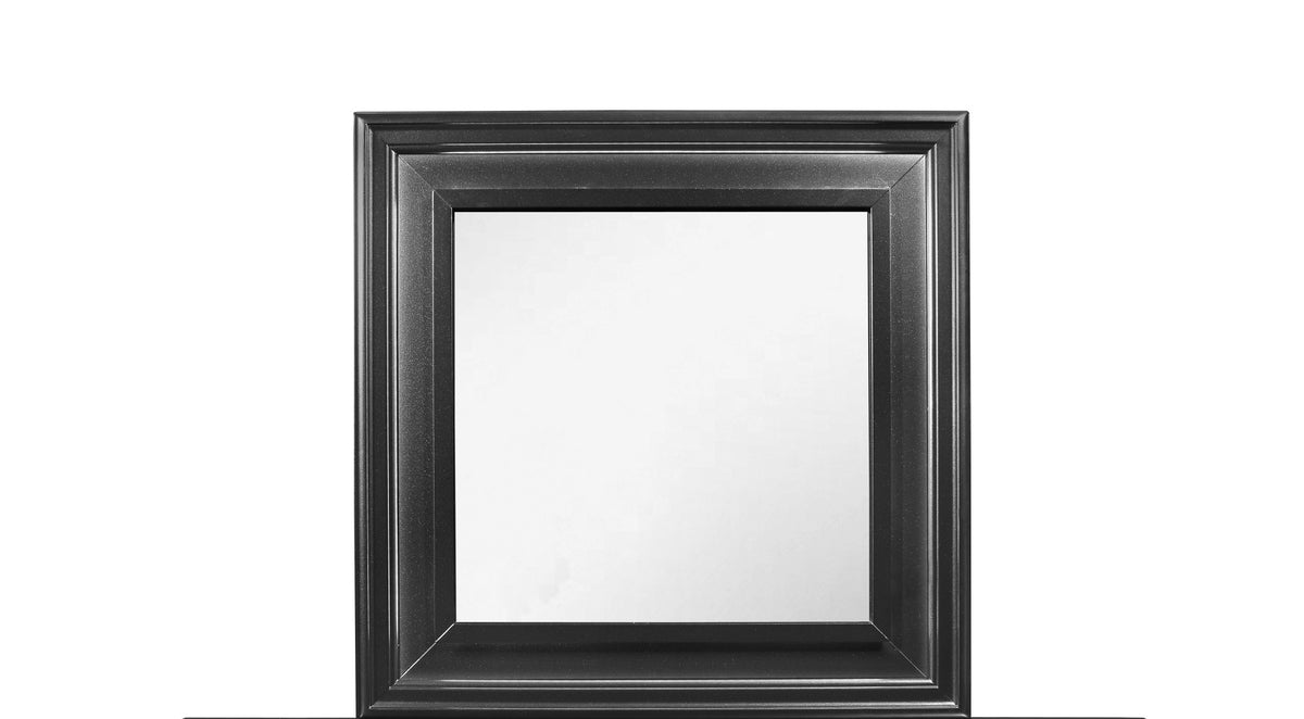38" Gray Square Wood Framed Accent Mirror