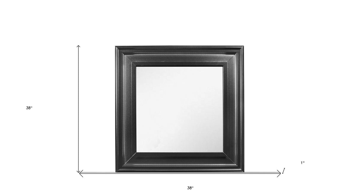 38" Gray Square Wood Framed Accent Mirror