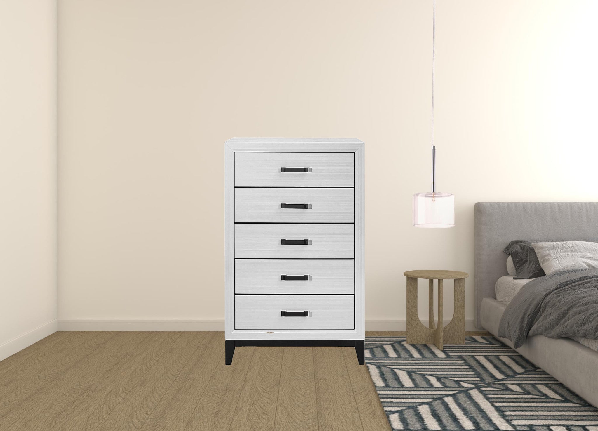 31" White Wood Five Drawer Standard Chest