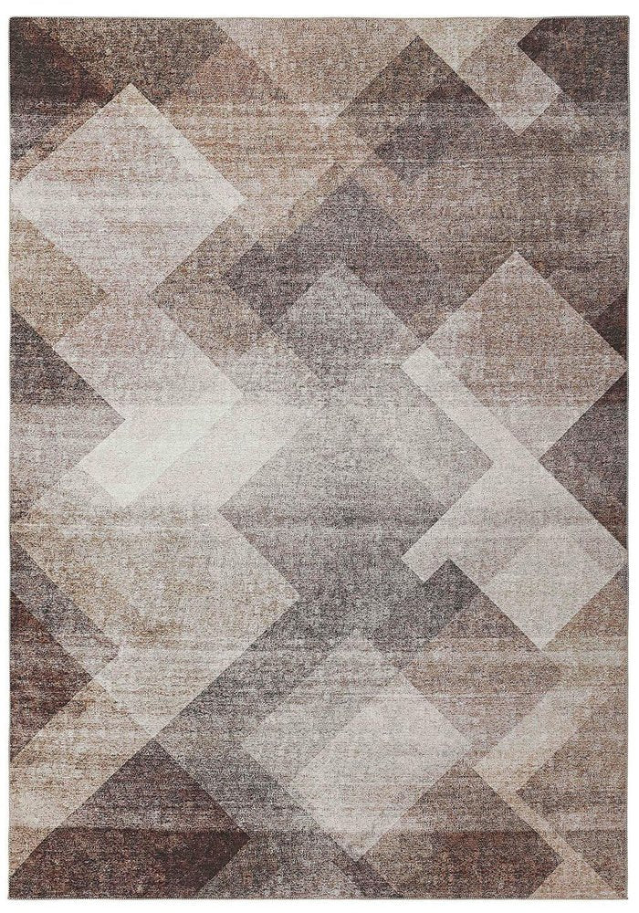 4' X 6' Brown Geometric Stain Resistant Area Rug