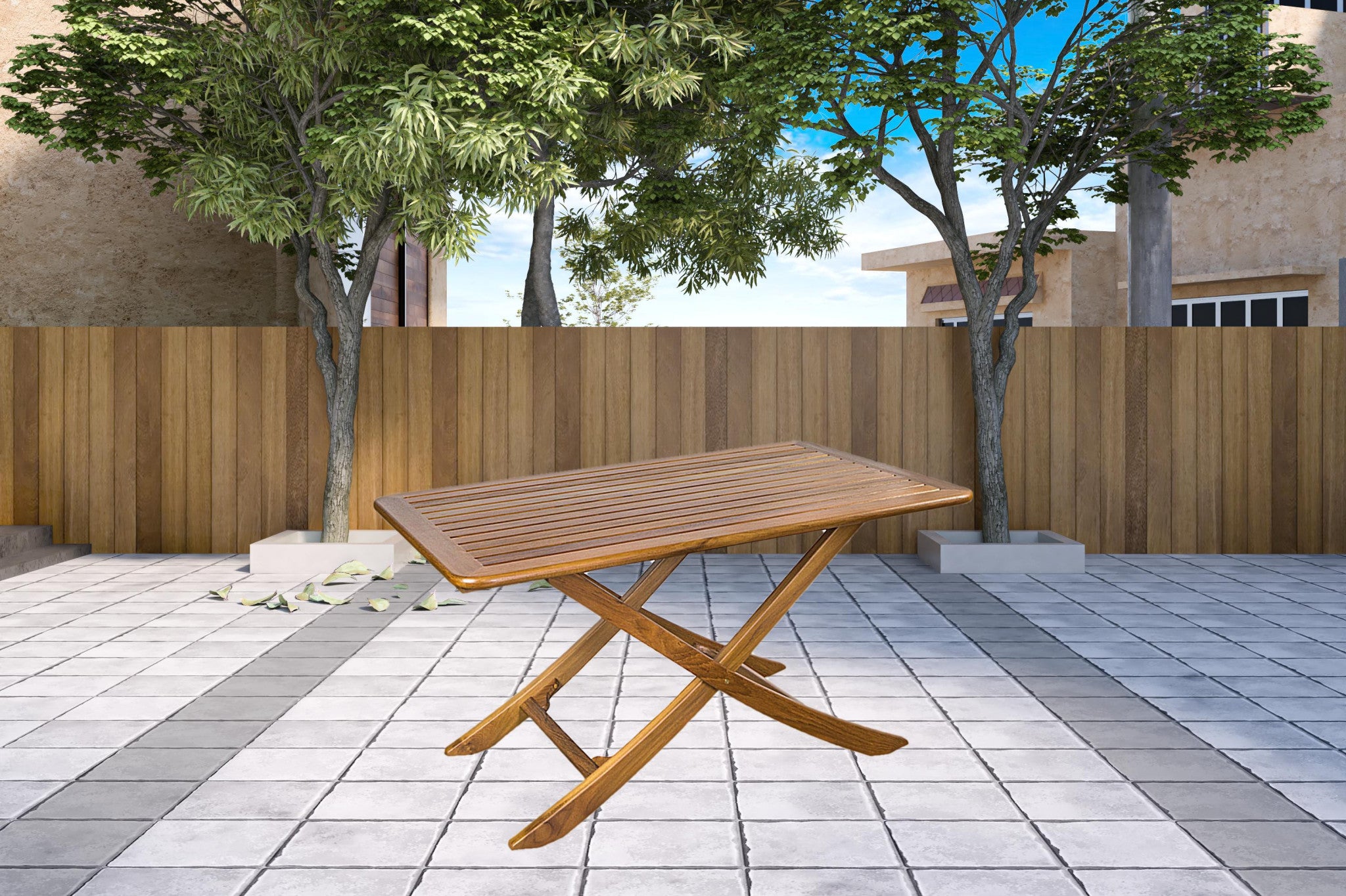 43" Brown Solid Wood Folding Outdoor Picnic Table