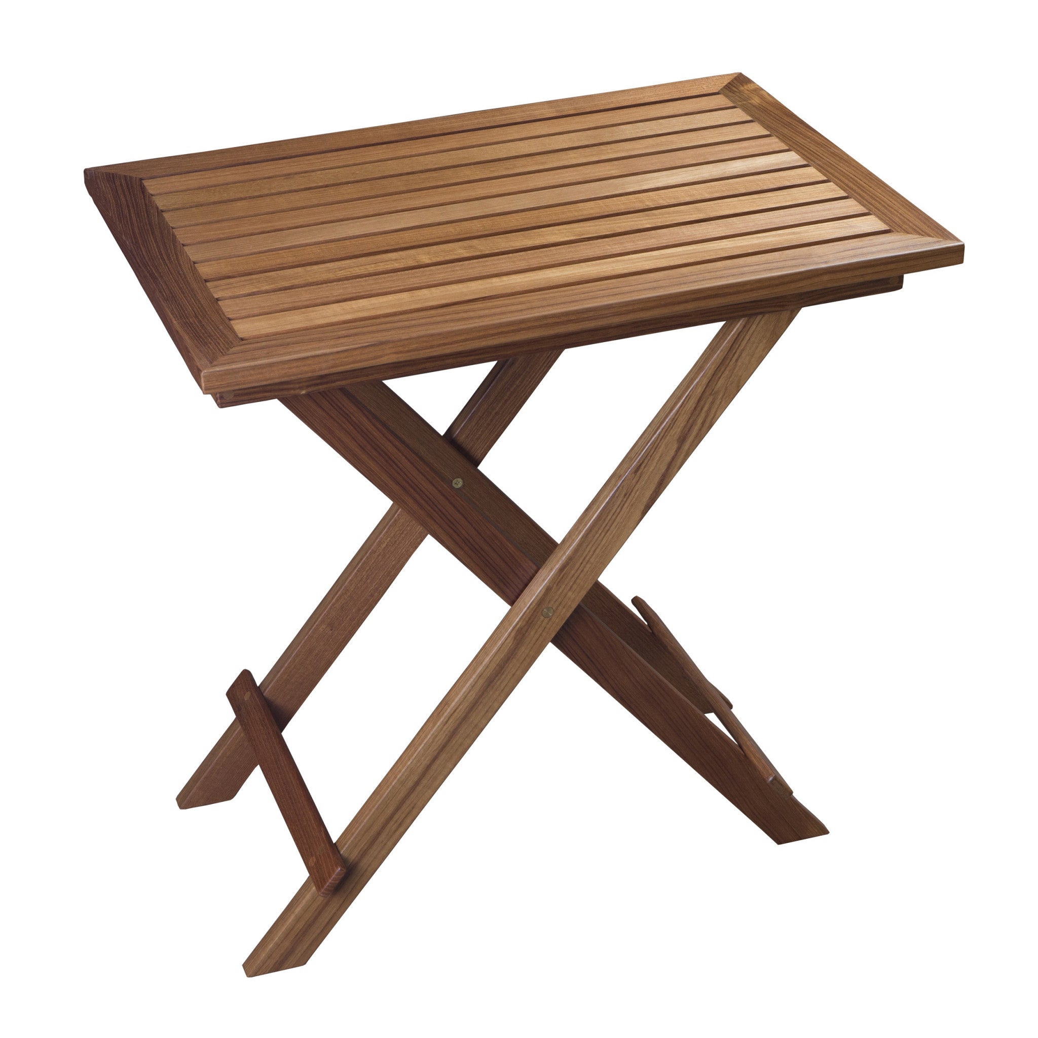 28" Brown Solid Wood Folding Outdoor Side Table