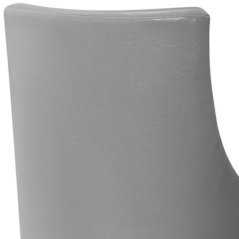 Set of Two 29" Gray And White Faux Leather And Fabric And Solid Wood Bar Height Swivel Bar Chairs