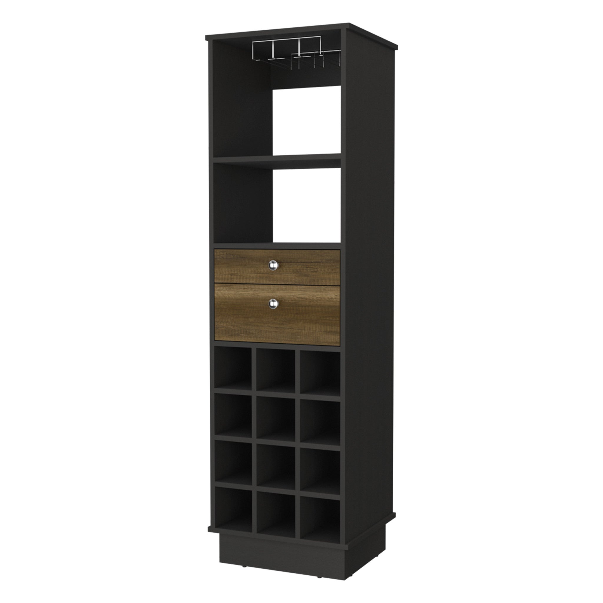 18" Black Bar Cabinet With Two Drawers
