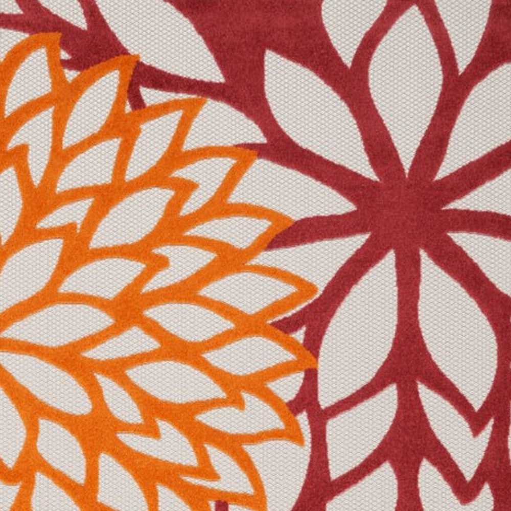 9' X 12' Red And Ivory Indoor Outdoor Area Rug