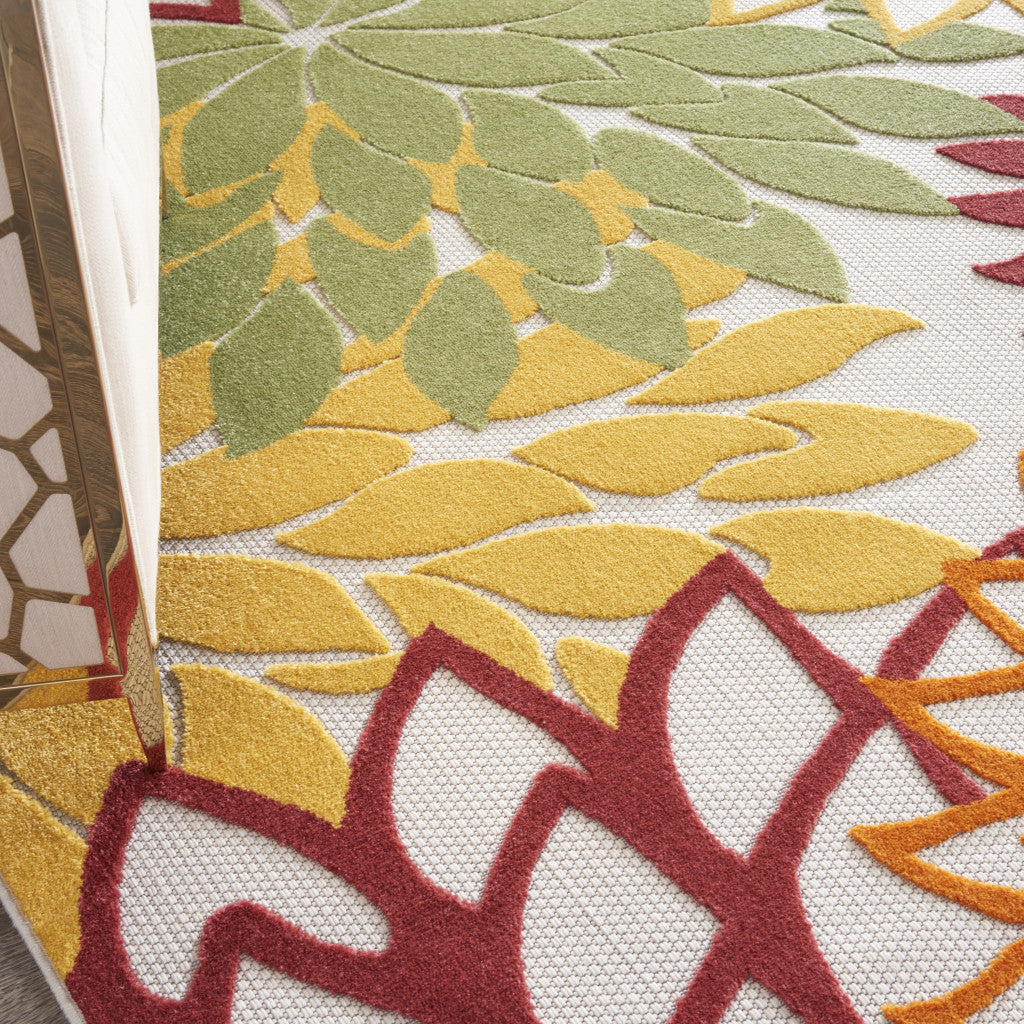 9' X 12' Red And Ivory Indoor Outdoor Area Rug