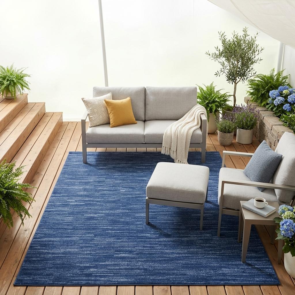 4' X 6' Blue Indoor Outdoor Area Rug