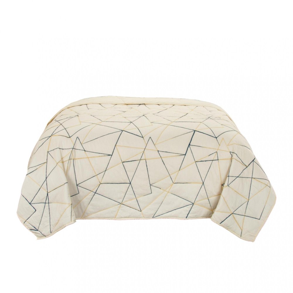 Gray And Ivory Abstract King Quilt