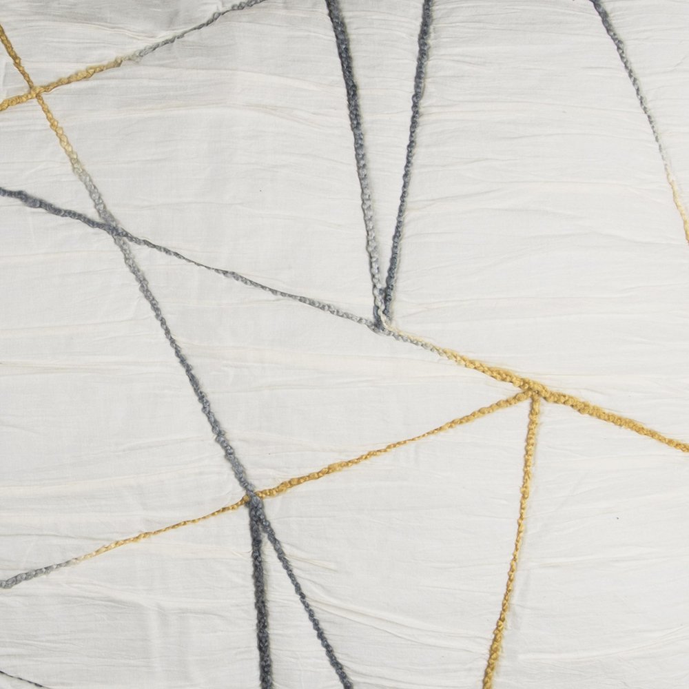 Gray And Ivory Abstract King Quilt