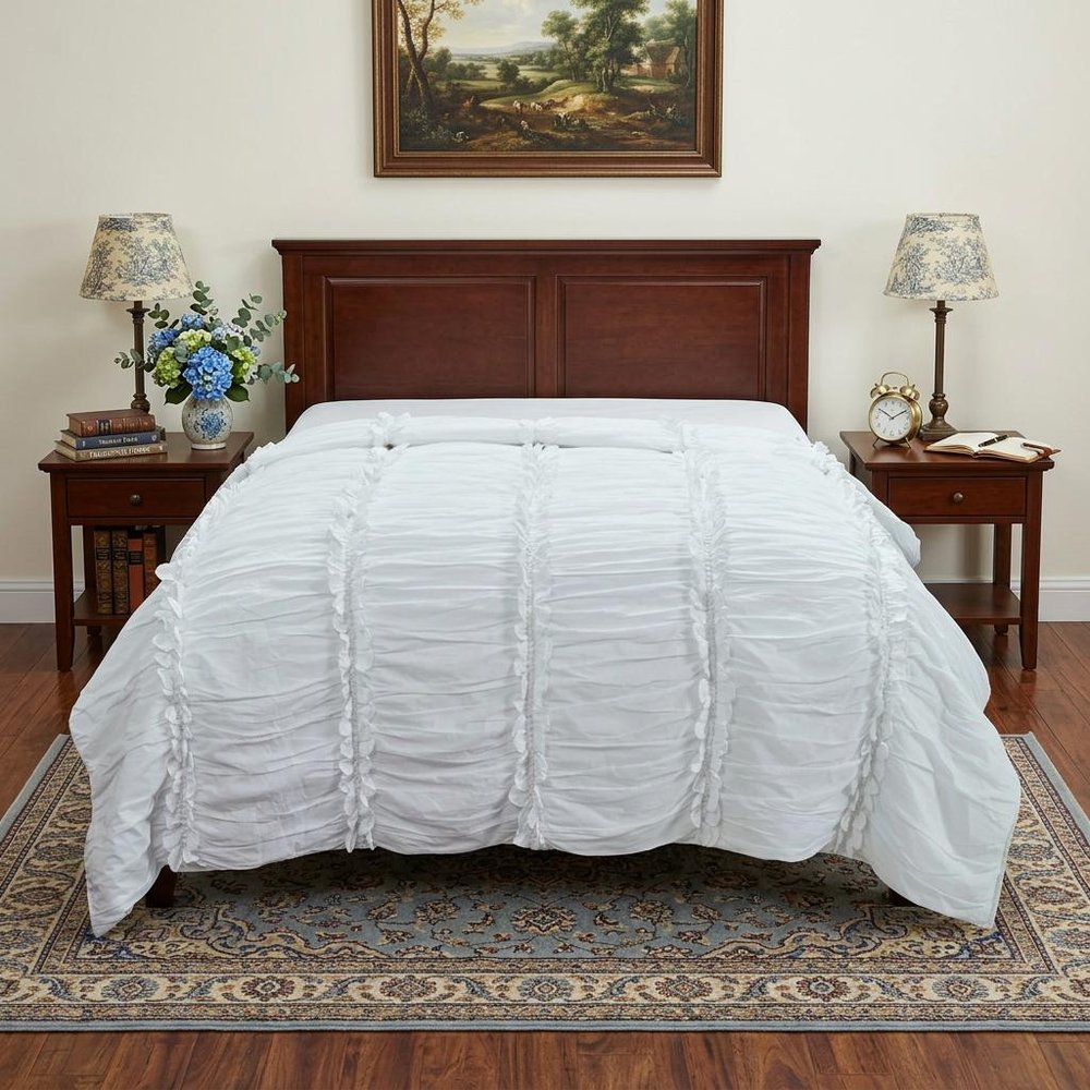 92" X 106" White Cotton Quilt