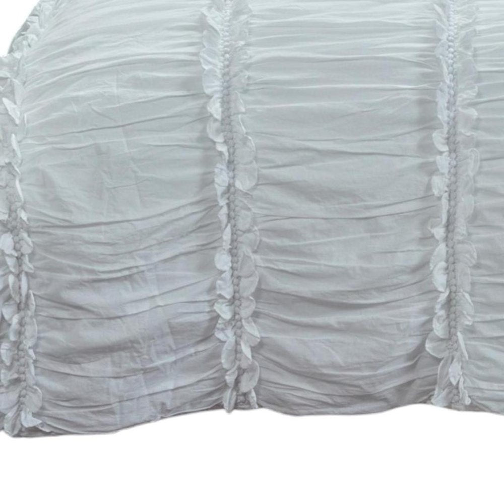 92" X 90" White Striped Cotton Quilt