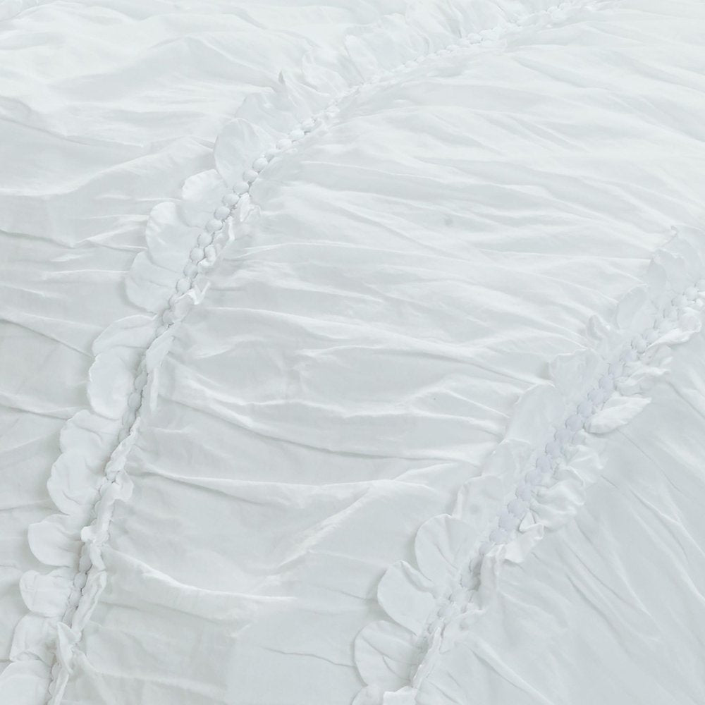 86" X 70" White Striped Cotton Quilt