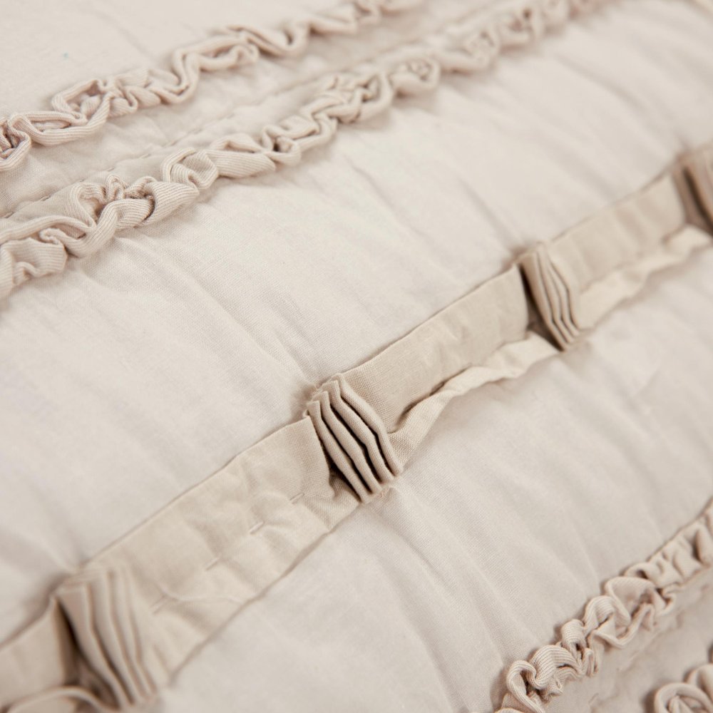 92" X 106" Natural Striped Cotton Quilt