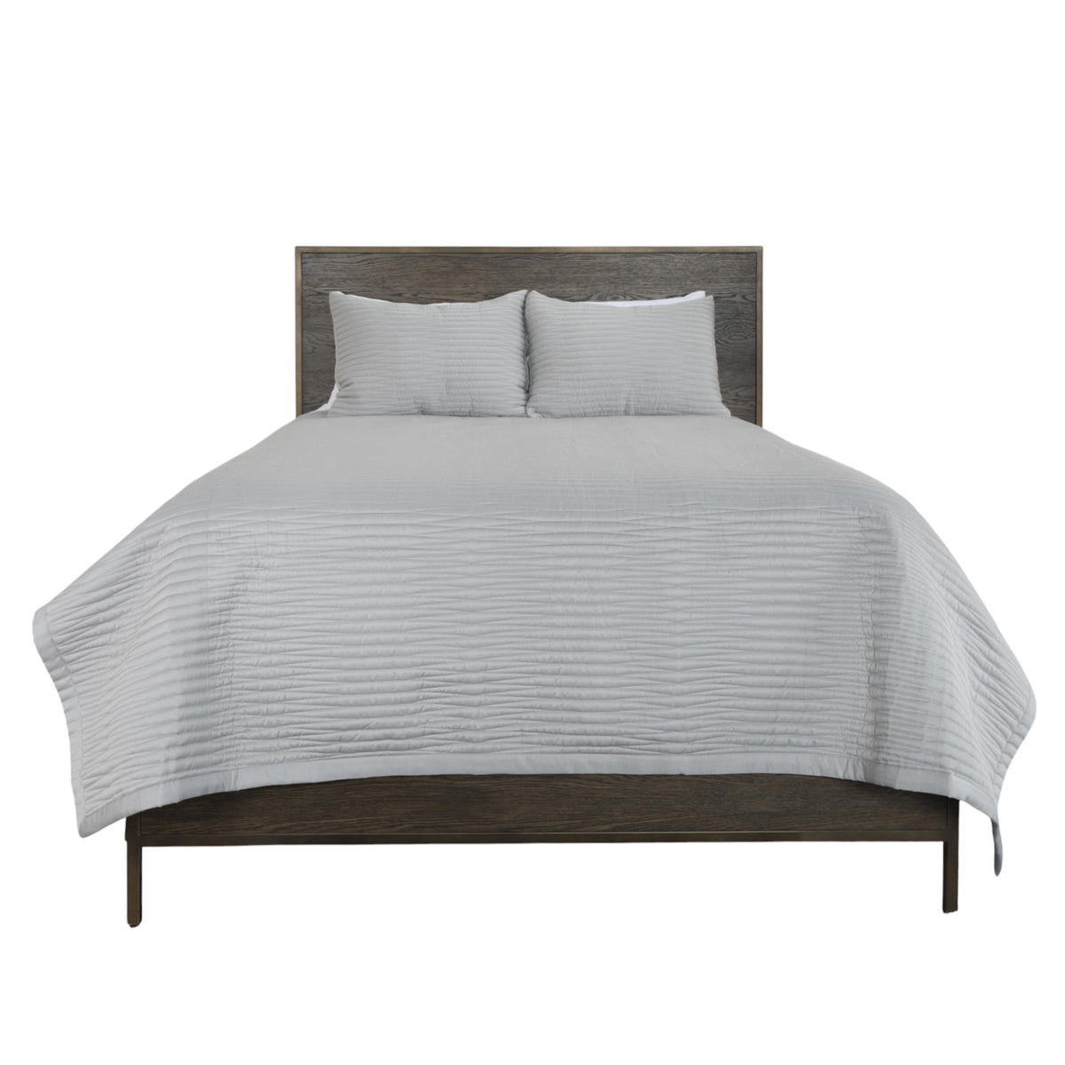 Set of Three Gray Geometric King Quilt