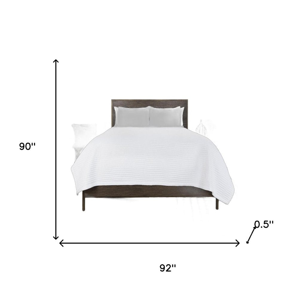 92" X 90" White Geometric Cotton Quilt