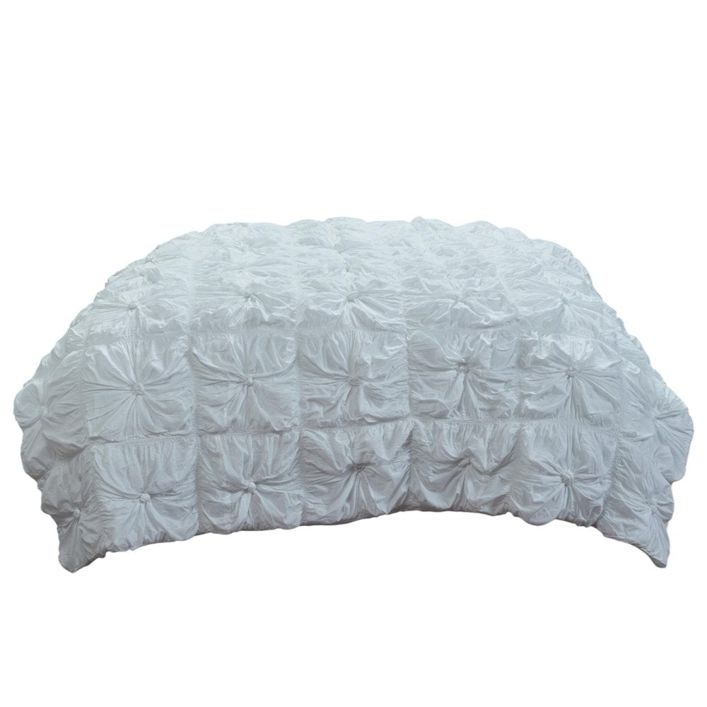 86" X 68" White Geometric Cotton Quilt
