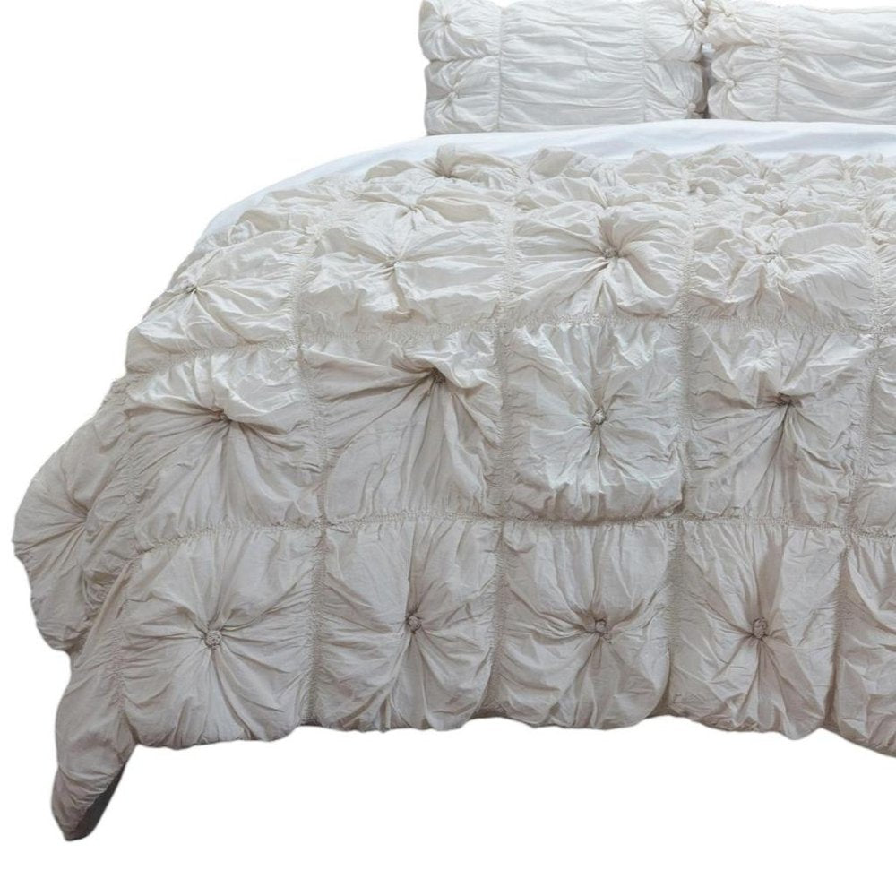 Natural Twin Cotton Blend Washable Polyester Down Alternative Comforter Set With Two Shams
