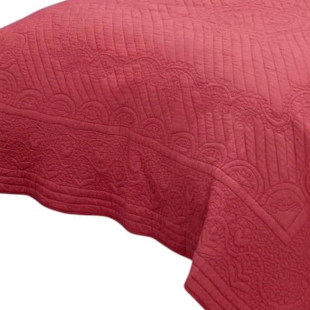 92" X 90" Coral Floral Cotton Quilt