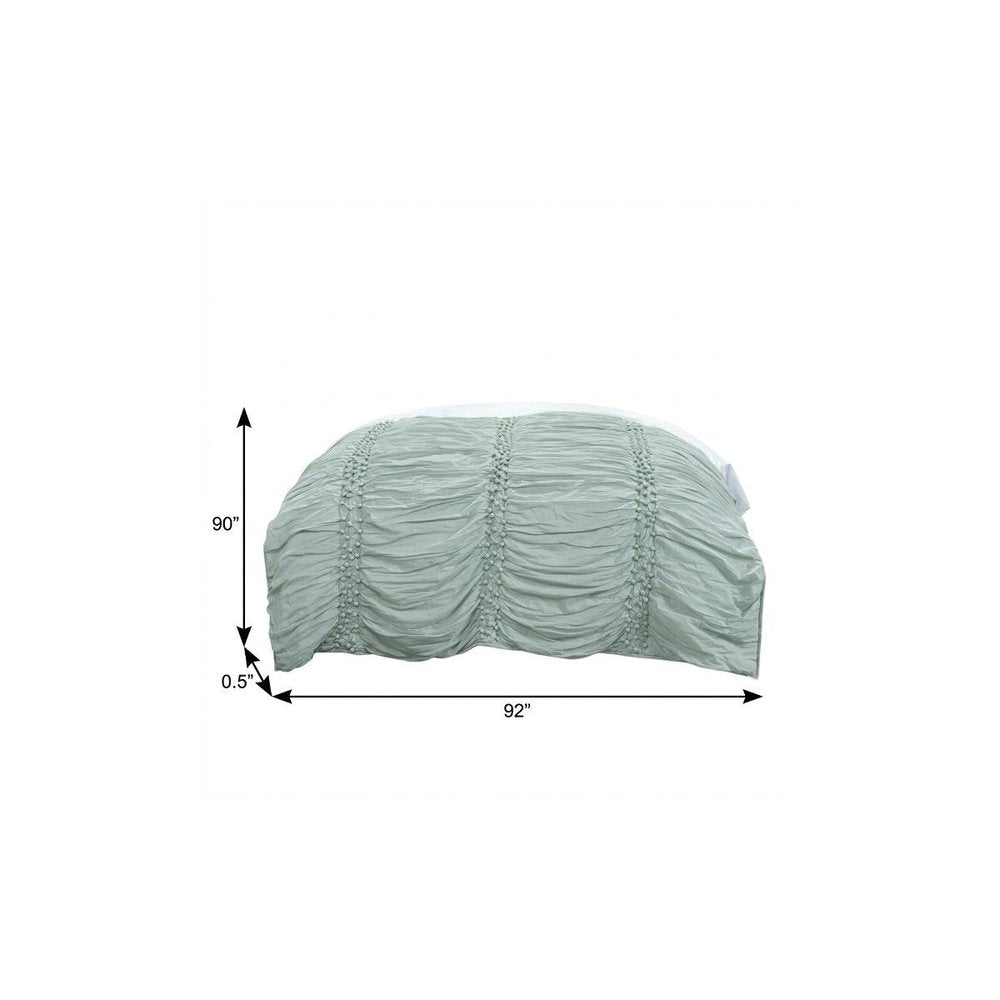 92" X 90" Blue Striped Cotton Quilt