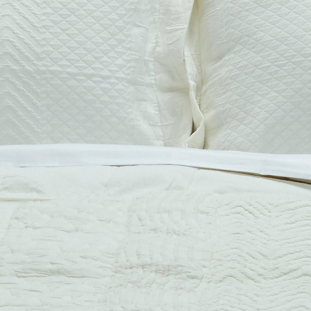 92" X 90" Ivory Striped Cotton Quilt