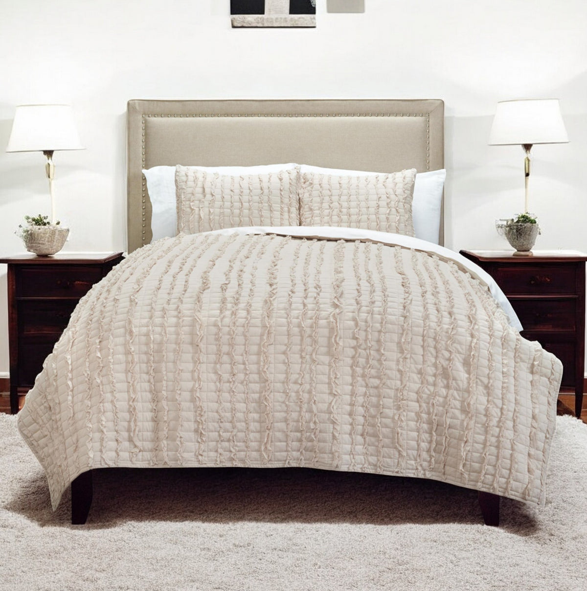 Blush Striped Queen Quilt