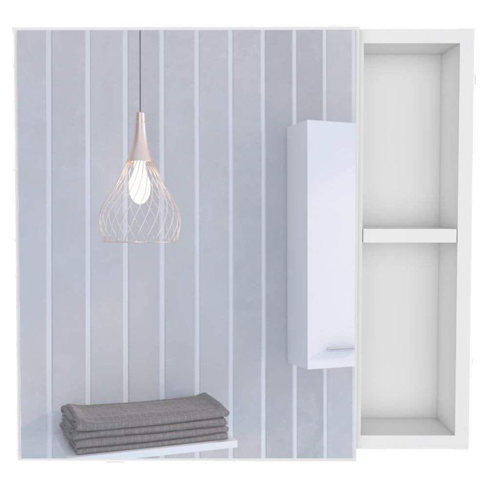 20" White Wood Freestanding Single Door Bathroom Vanity And Medicine Cabinet With Mirror