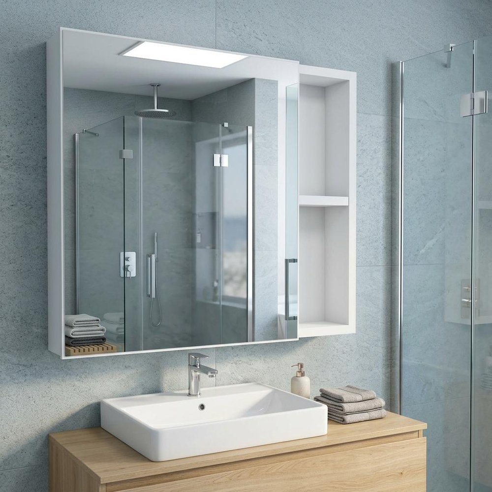 20" White Wood Freestanding Single Door Bathroom Vanity And Medicine Cabinet With Mirror