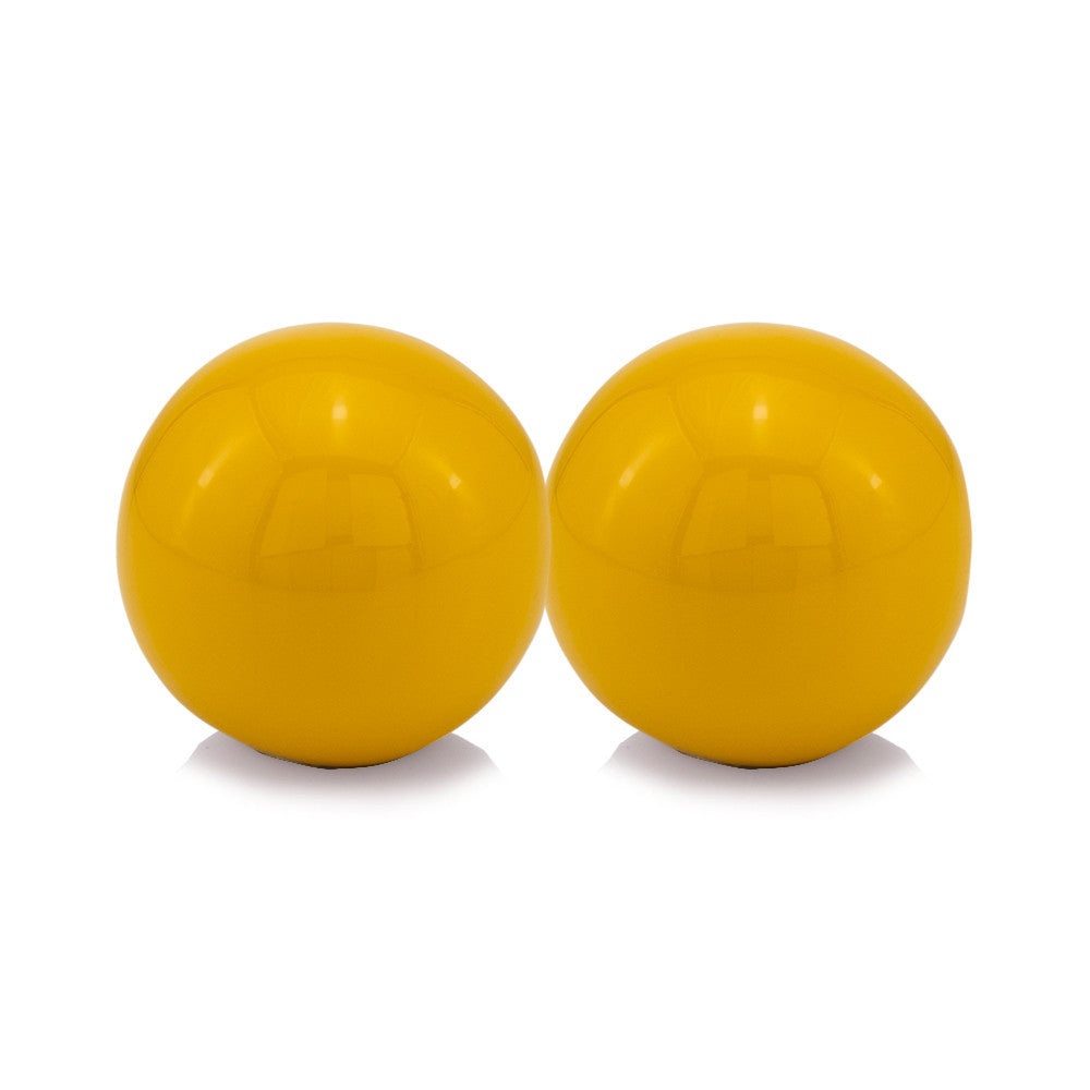 Set of 2 Yellow Enameled Aluminum Spheres