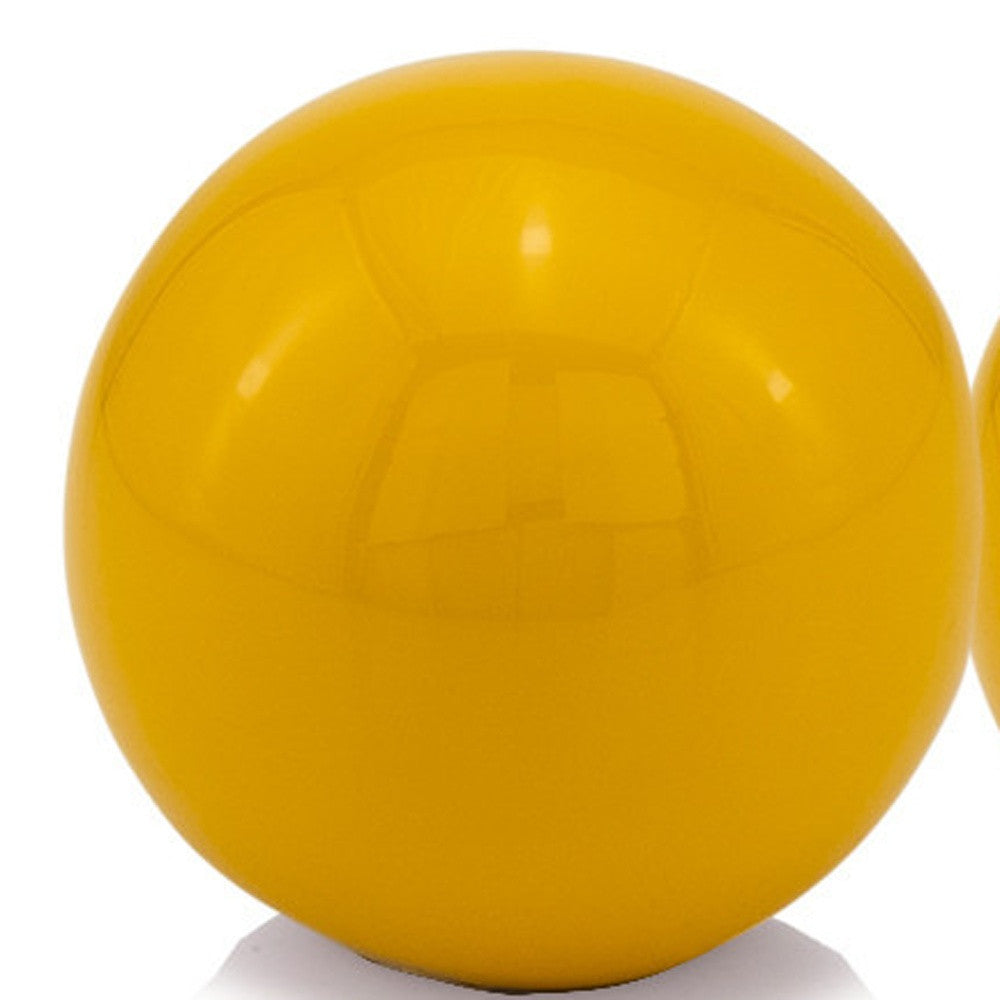 Set of 2 Yellow Enameled Aluminum Spheres