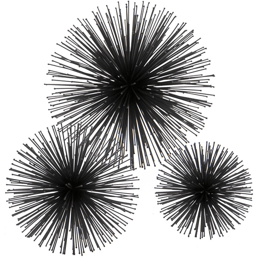 8" Black Metal Spiky Sphere