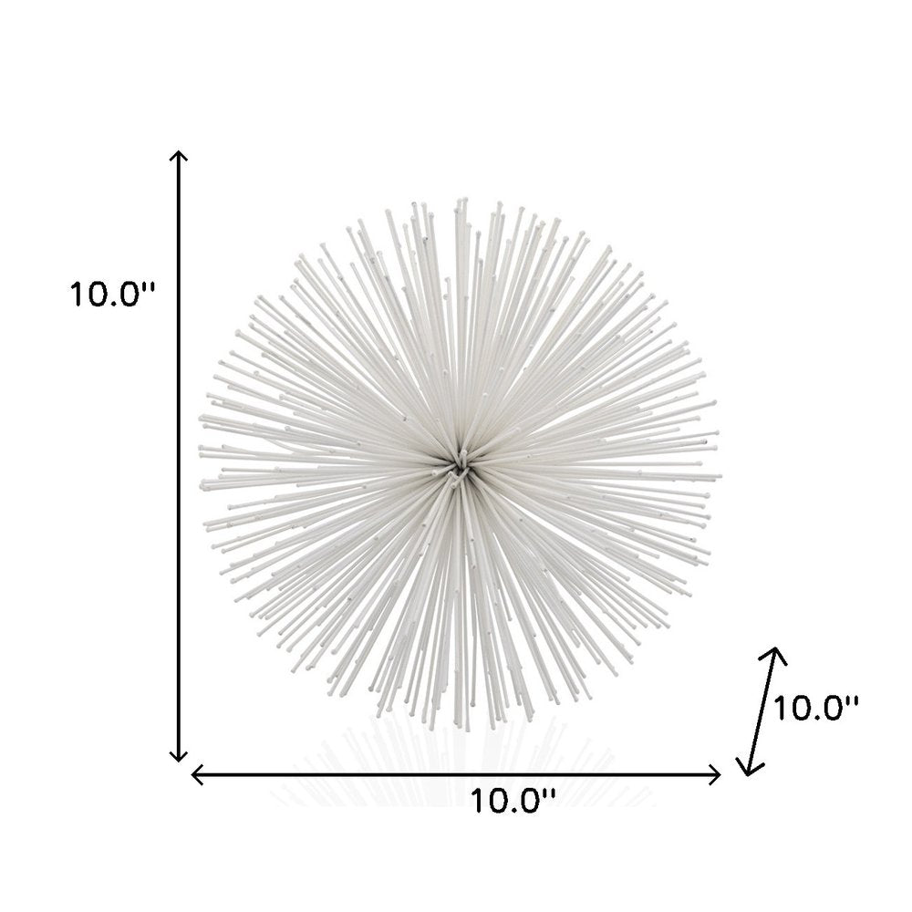 10" White Iron Decorative Orb Tabletop Sculpture