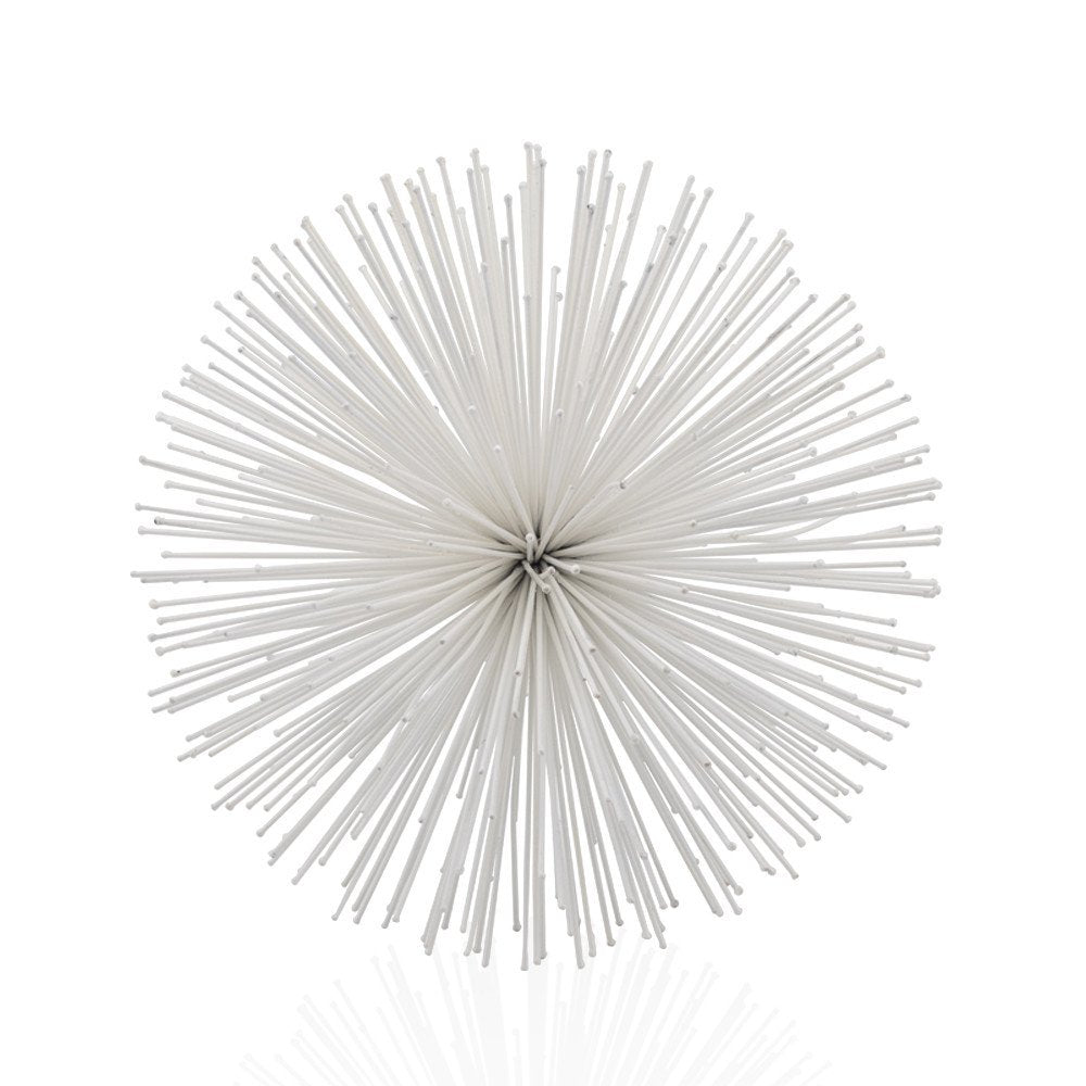 10" White Iron Decorative Orb Tabletop Sculpture