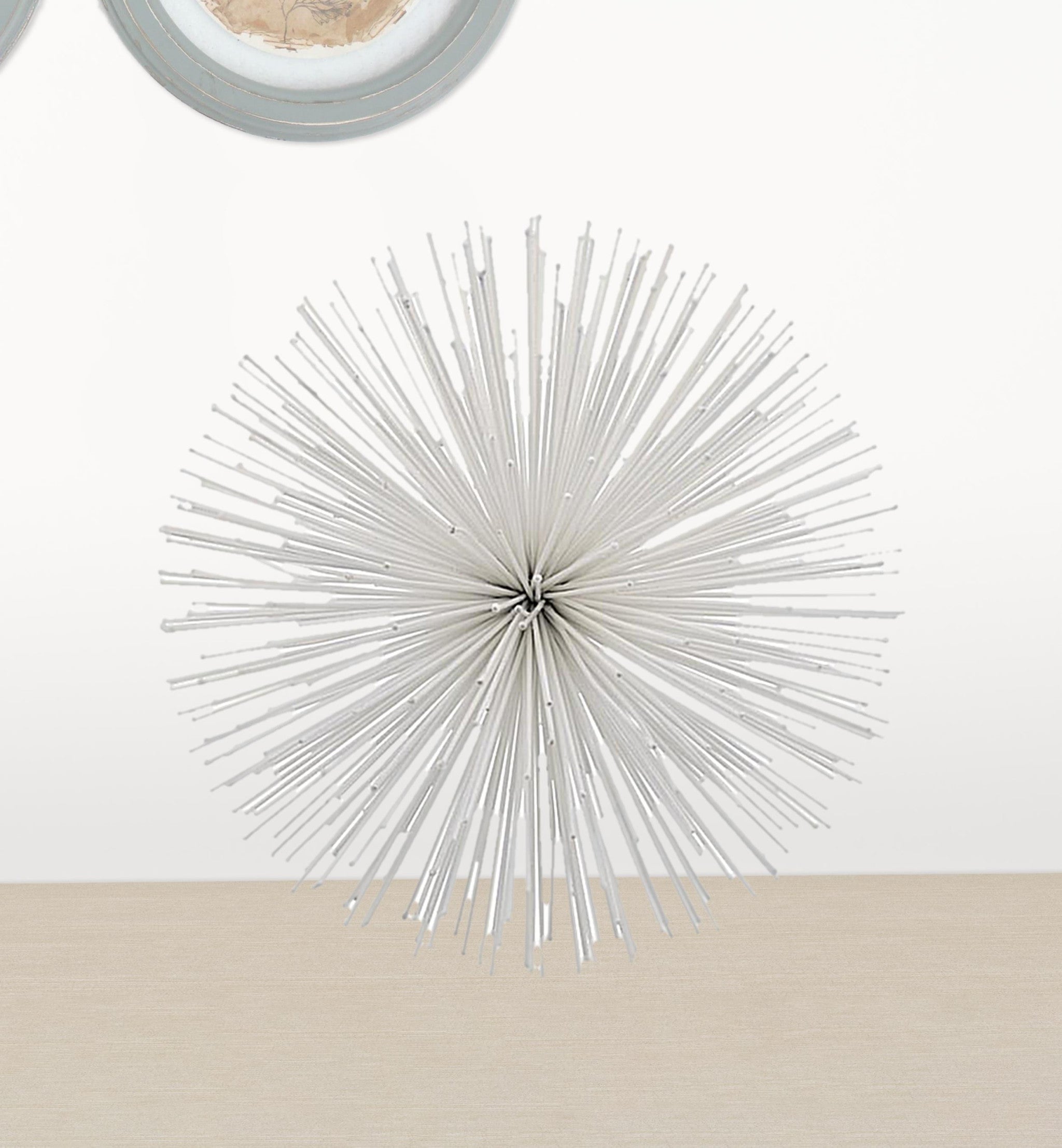 10" White Metal Spiky Sphere