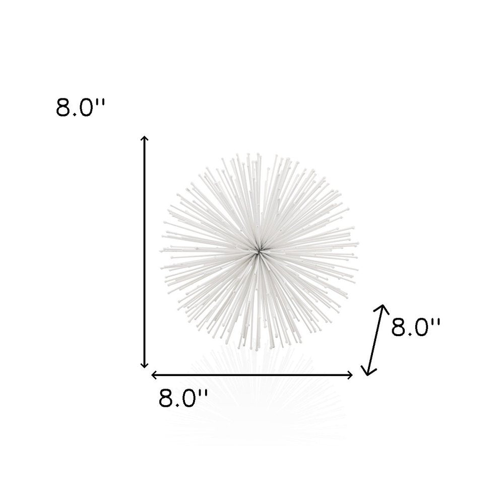 10" White Iron Decorative Orb Tabletop Sculpture