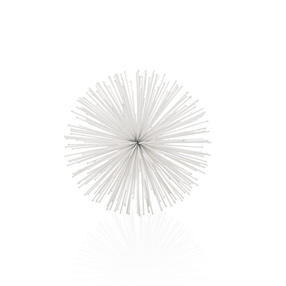 10" White Iron Decorative Orb Tabletop Sculpture