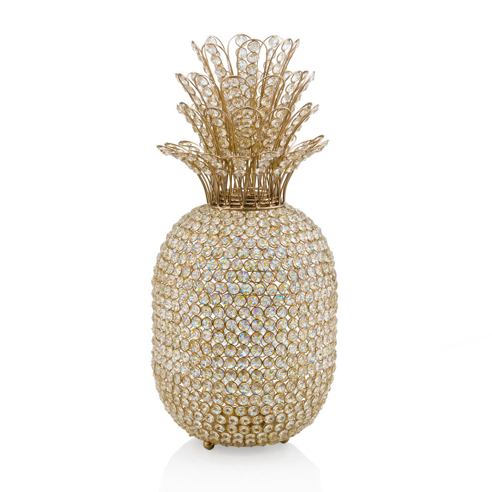 23" Glam Bling Faux Crystal and Gold Pineapple