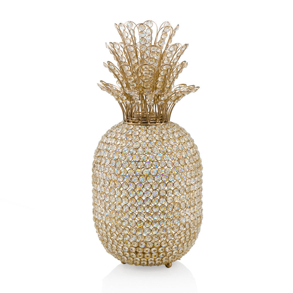 23" Glam Bling Faux Crystal and Gold Pineapple