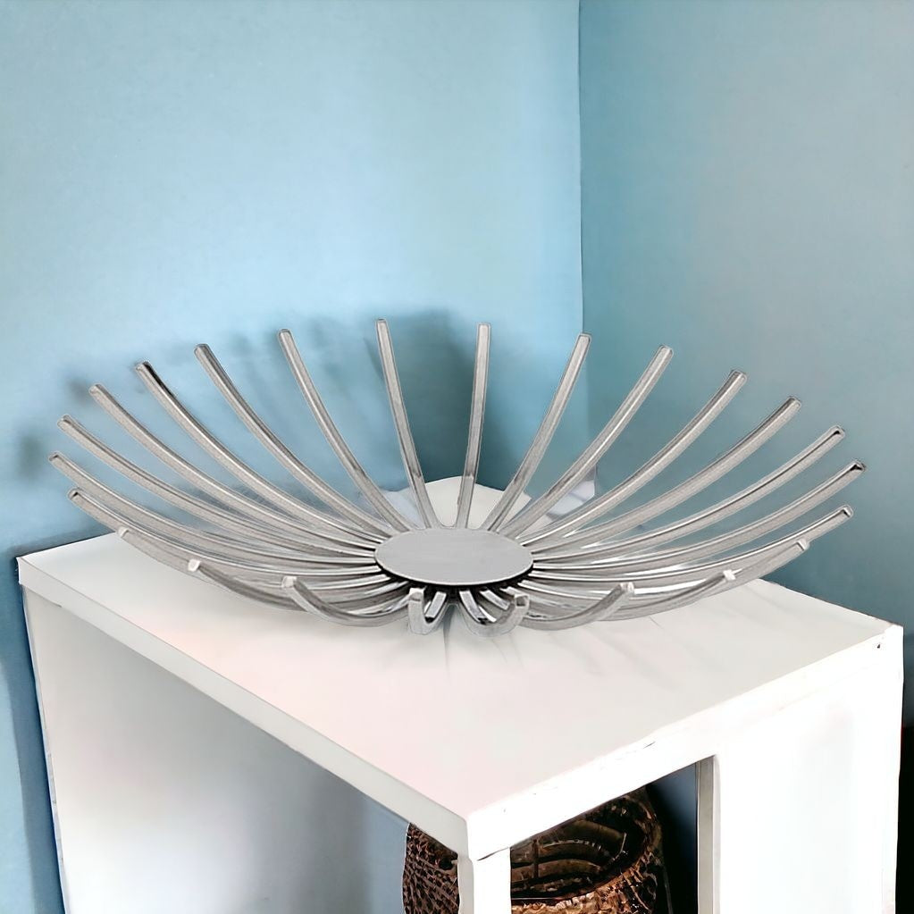 Shiny Silver Open Spike Centerpiece Bowl