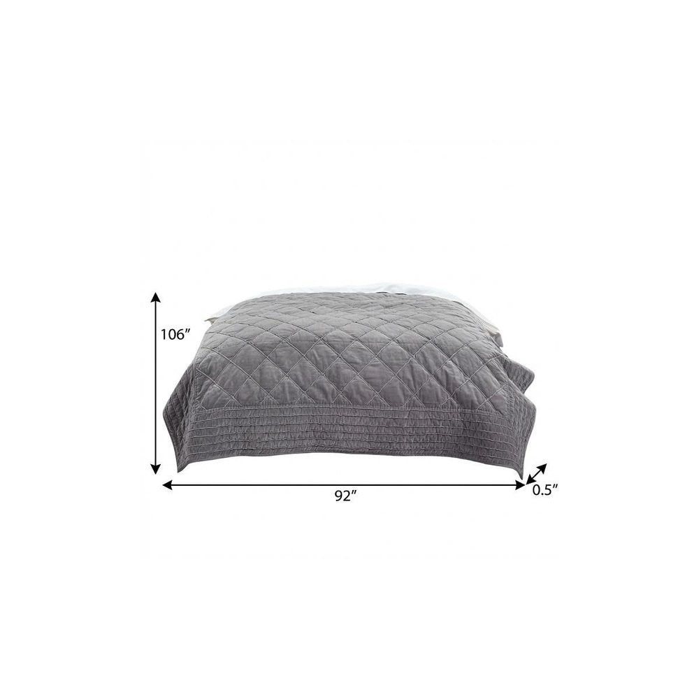 92" X 106" Gray Geometric Cotton Quilt