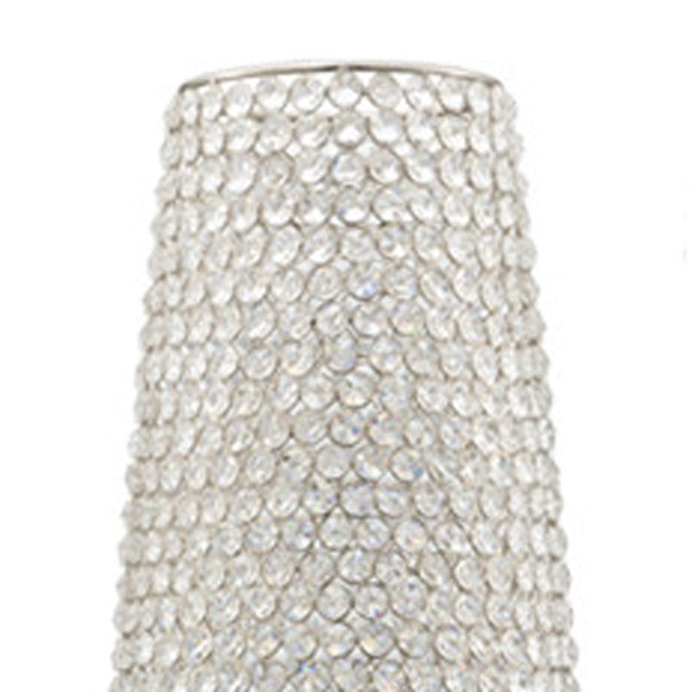40" Crystal Glass Silver Cylinder Floor Vase