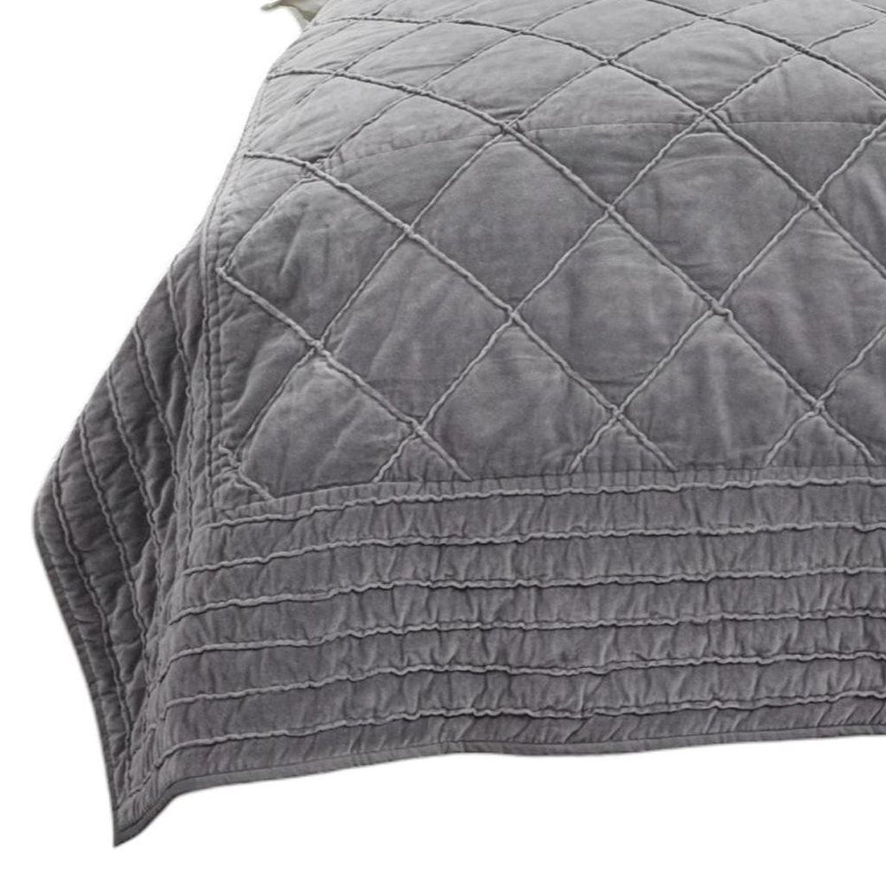 92" X 90" Gray Geometric Cotton Quilt